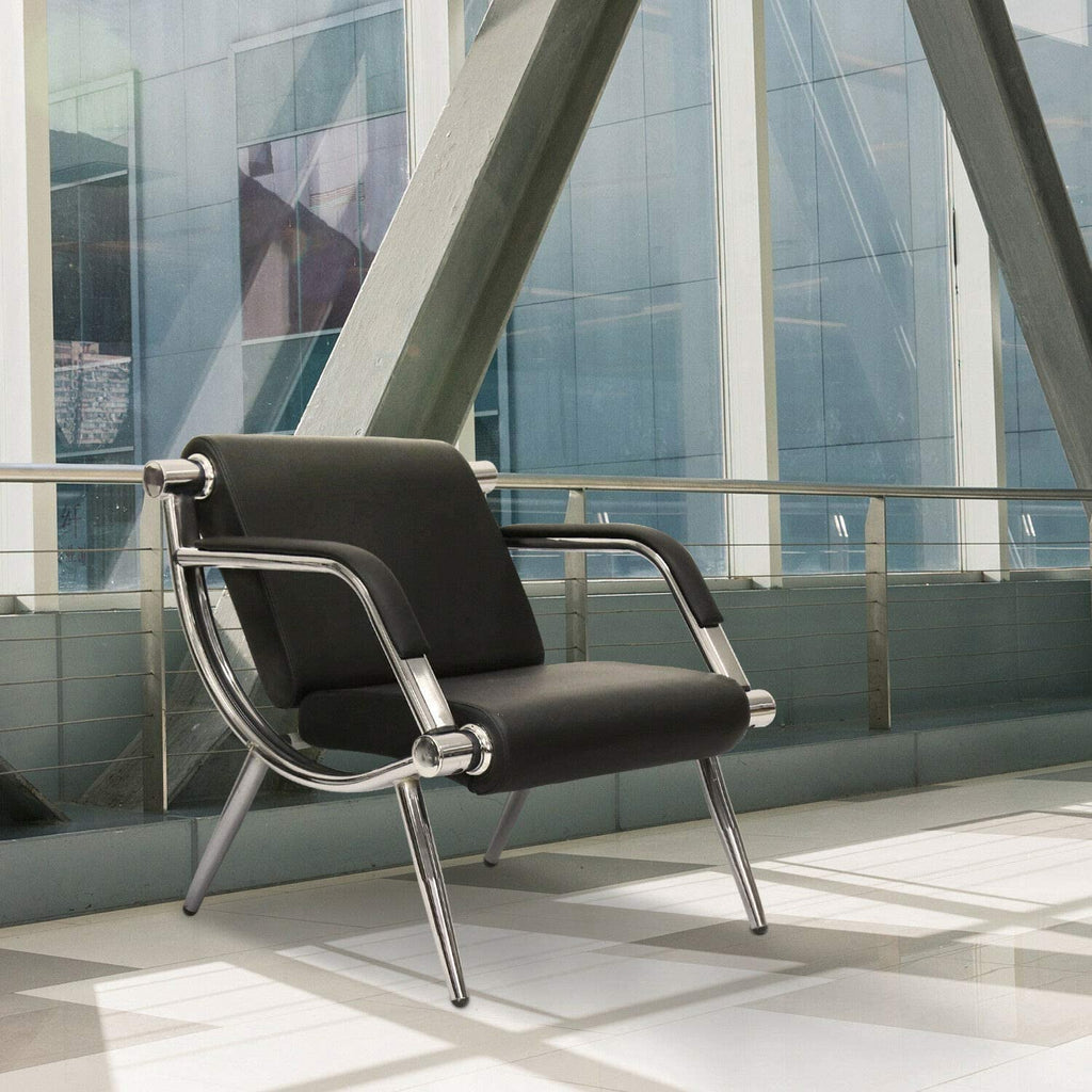 Kinfant Waiting Room Chair- Office Reception Furniture with Armrest and PU Leather Cushion, Office Guest Chair for Waiting Room Airport Hospital Bank Lobby, Black (1 Seat*2+2 Seat)