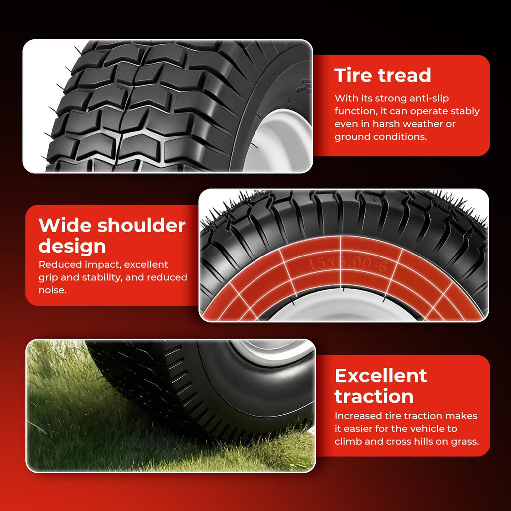 20x10.00-8 Lawn Mower Tires with Rim, 2-Pack