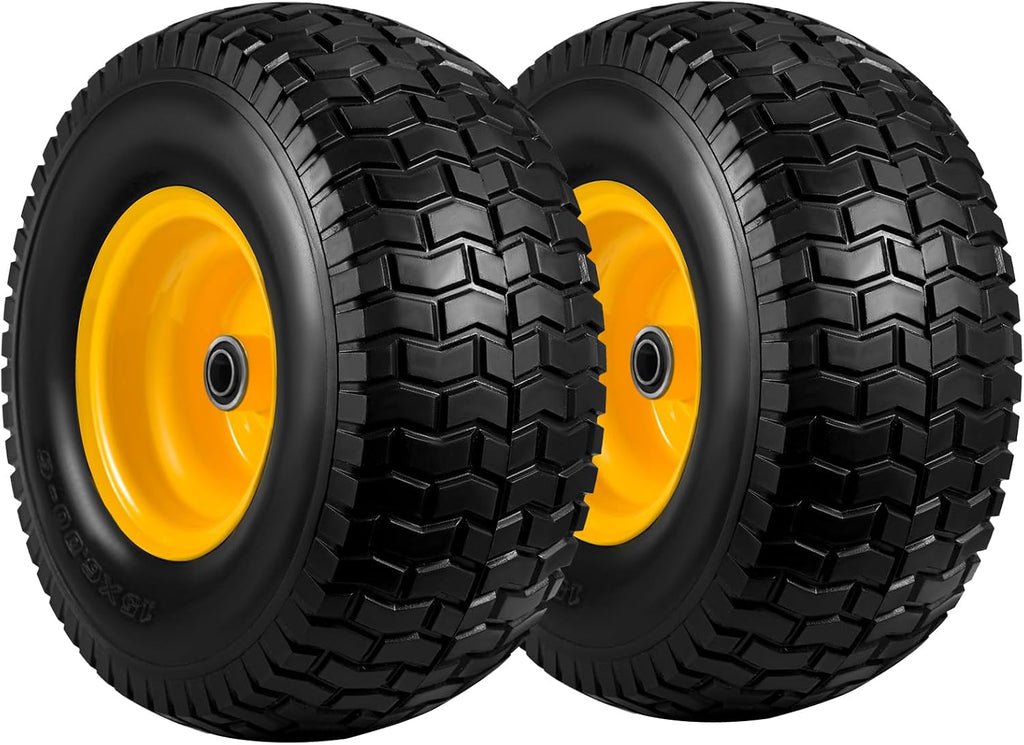 15x6.00-6 Flat Free Lawn Mower Tire Wheel 2PCS for John Deere Lawn Tractor