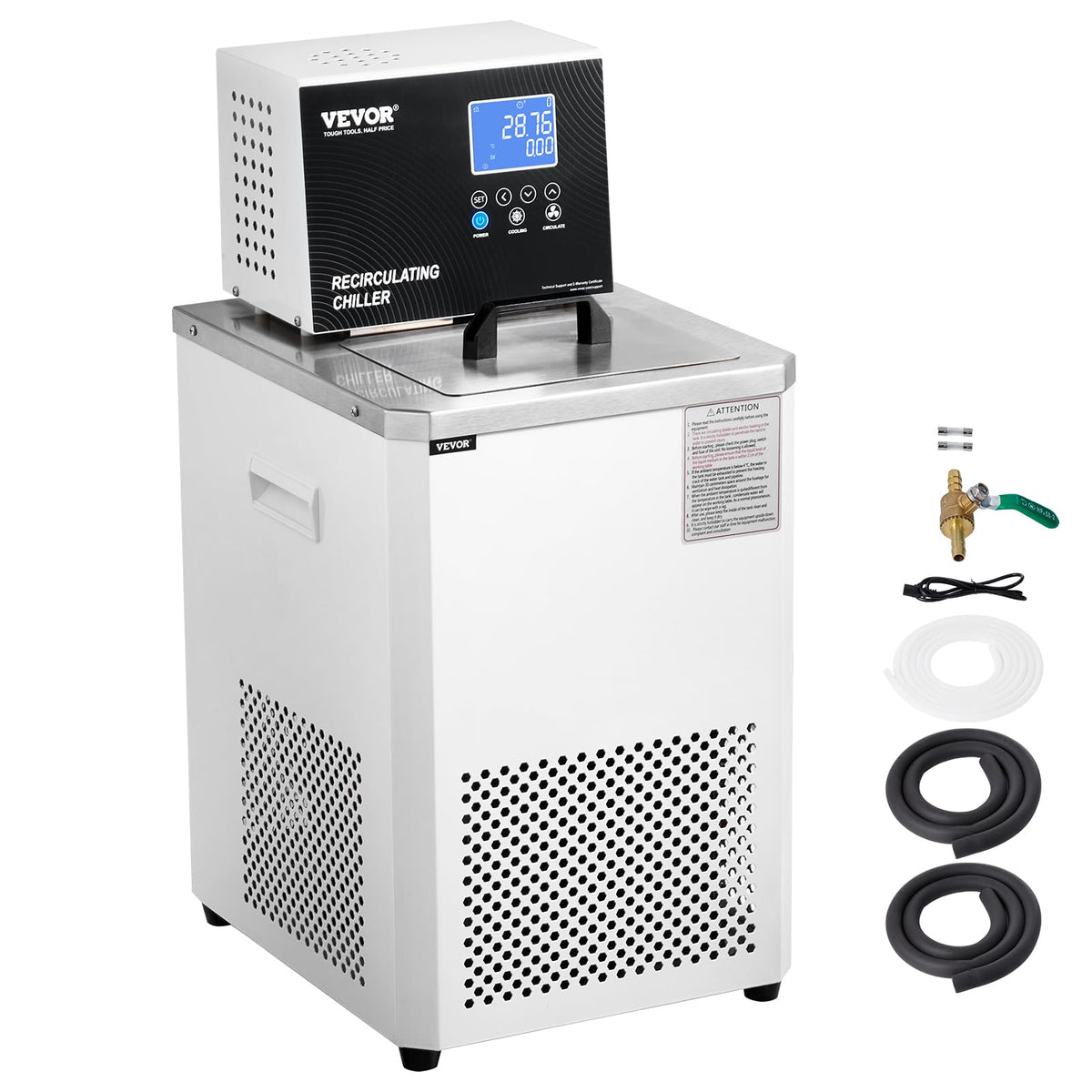 VEVOR Laboratory Chiller Circulator, -20â ~100â Circulator Pump Chiller, 6L Chiller Lab Low Temperature Cooling Liquid, LCD Display, 304 Stainless Steel Water Bath Recirculating Water Cooling