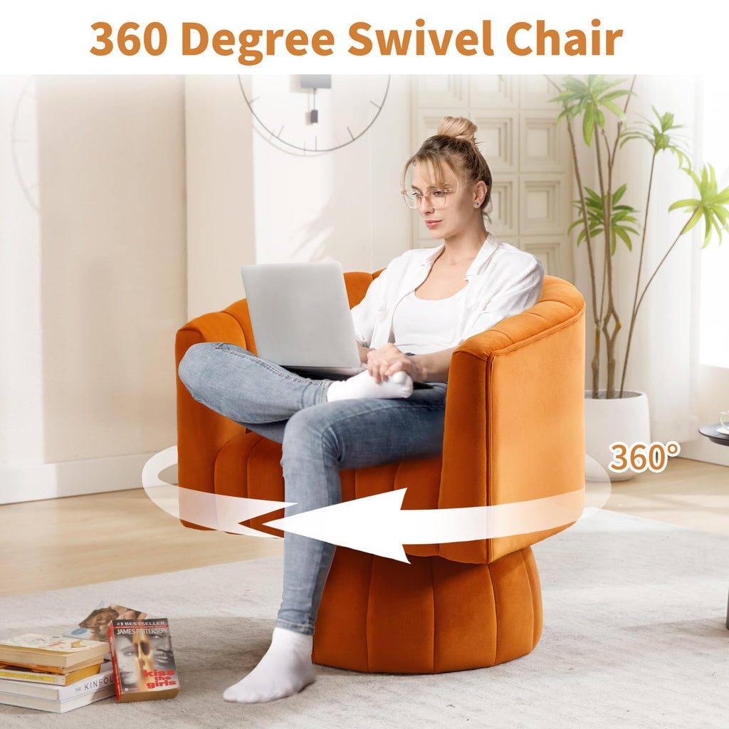 Swivel Accent Barrel Chair Set of 2, Cute Comfy Small Round 360Â° Arm Chair, Velvet Sofa Club Reading Chair for Living Room Bedroom Office Purple