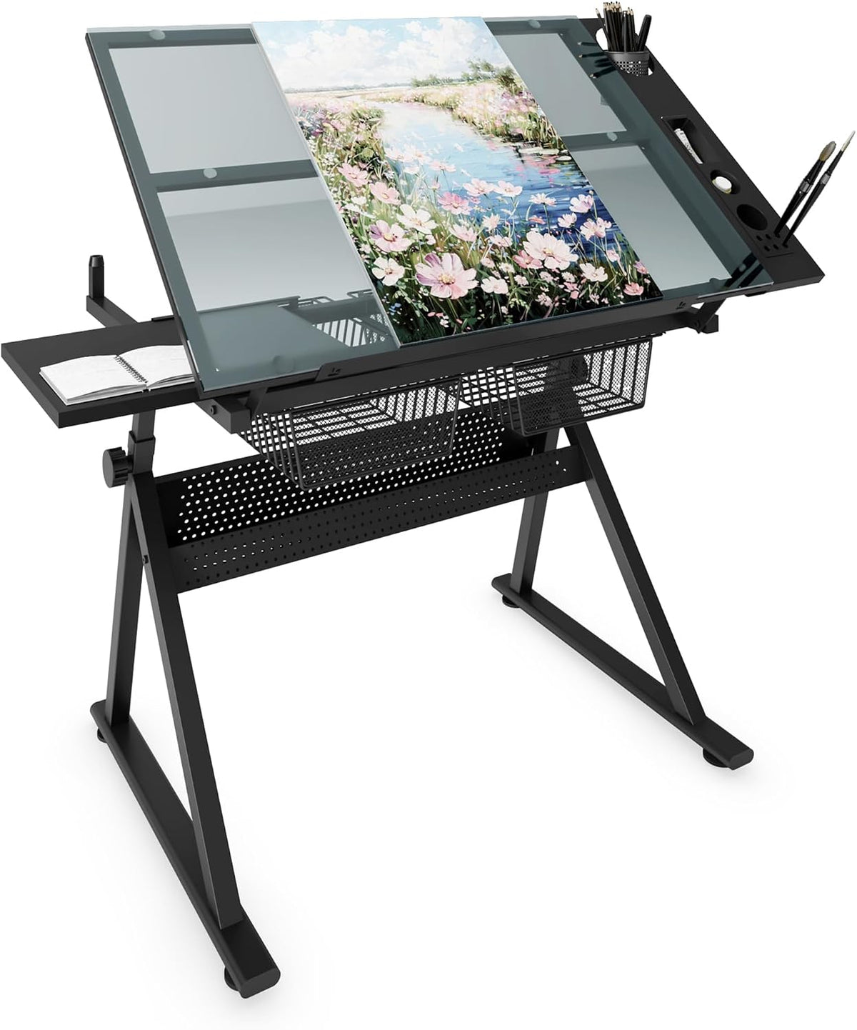 Drafting Table Desk with Storage, Art Table for Adults
