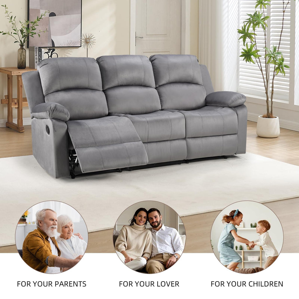 EBELLO Manual Faux Leather Reclining Couch Set for Living Room, Include 1 Recliner Chair, 1 Loveseat Sofa, Recliner Sofa Furniture Set for Home and Office, Black