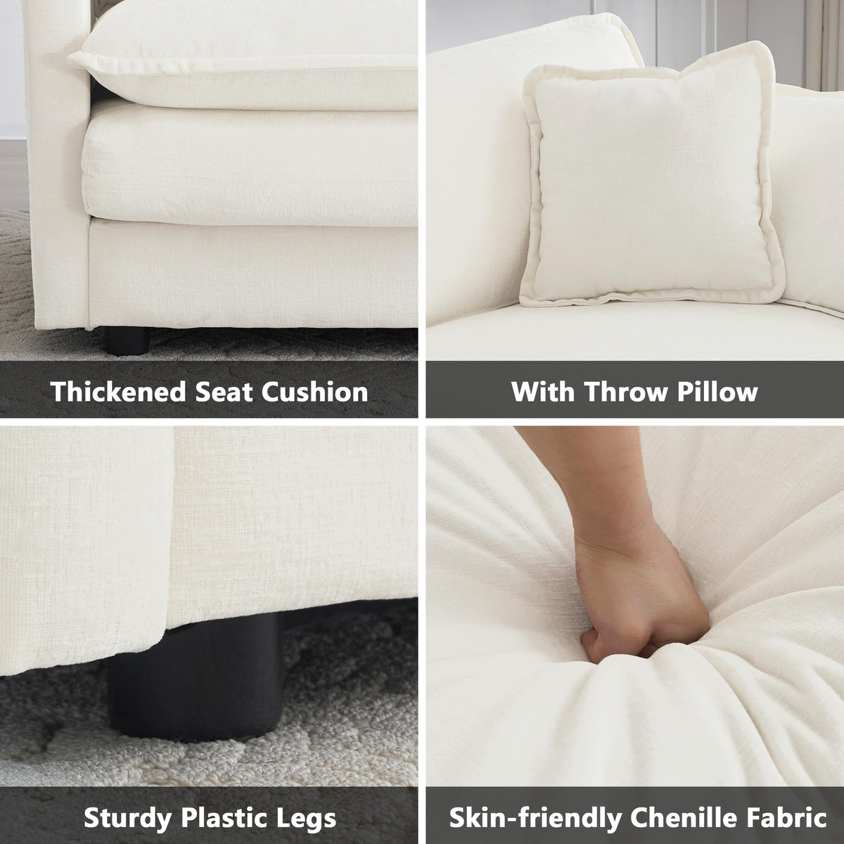 mikibama Luxury 2 Piece Loveseat Couch & Sofa Armchair Set, Modern Upholstered Chenille Cloud Couches Set Furniture with 5 Pillow for Living Room Bedroom Office Apartment, Evergreen