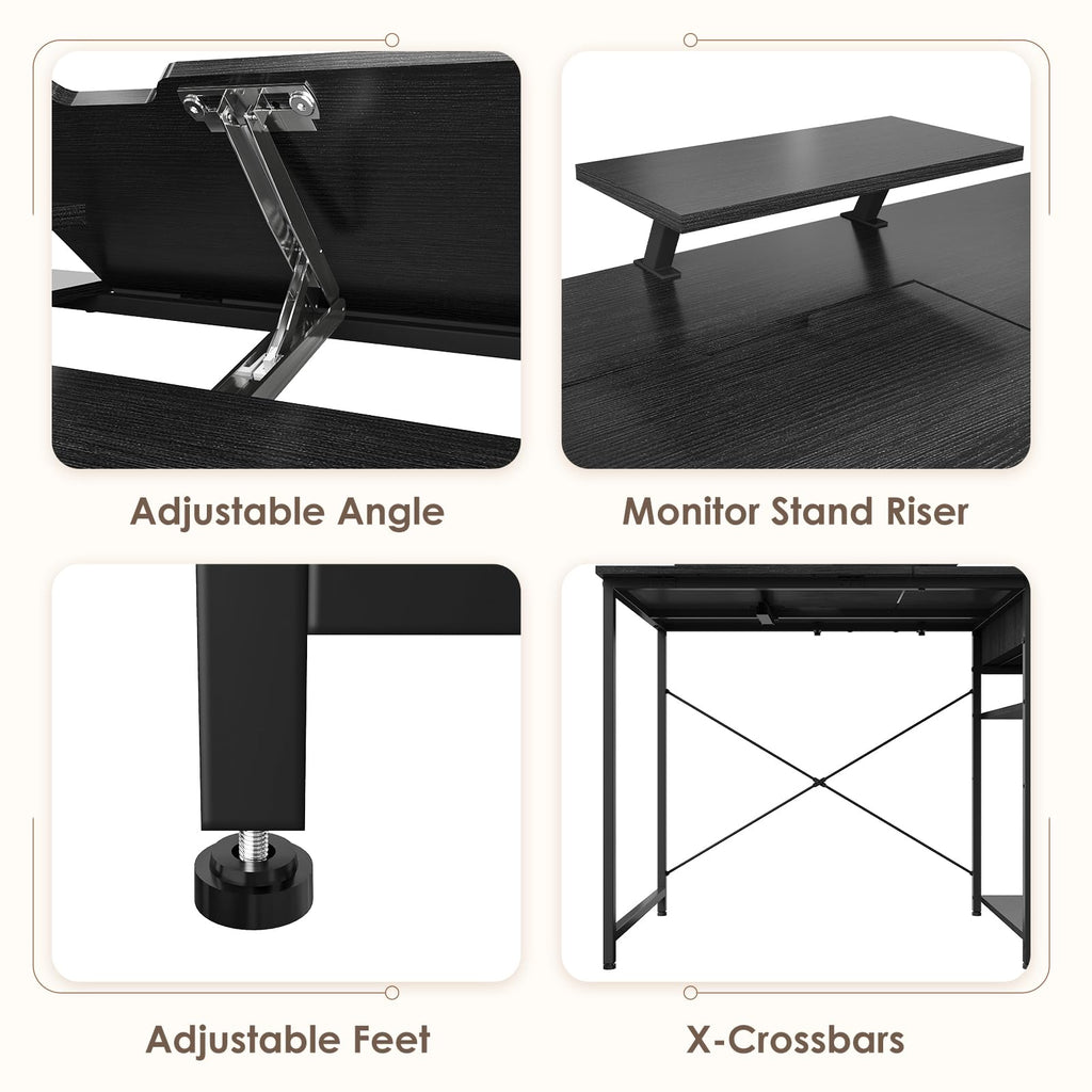 X-cosrack Adjustable Drafting Table with Storage Drawer & Monitor Stand