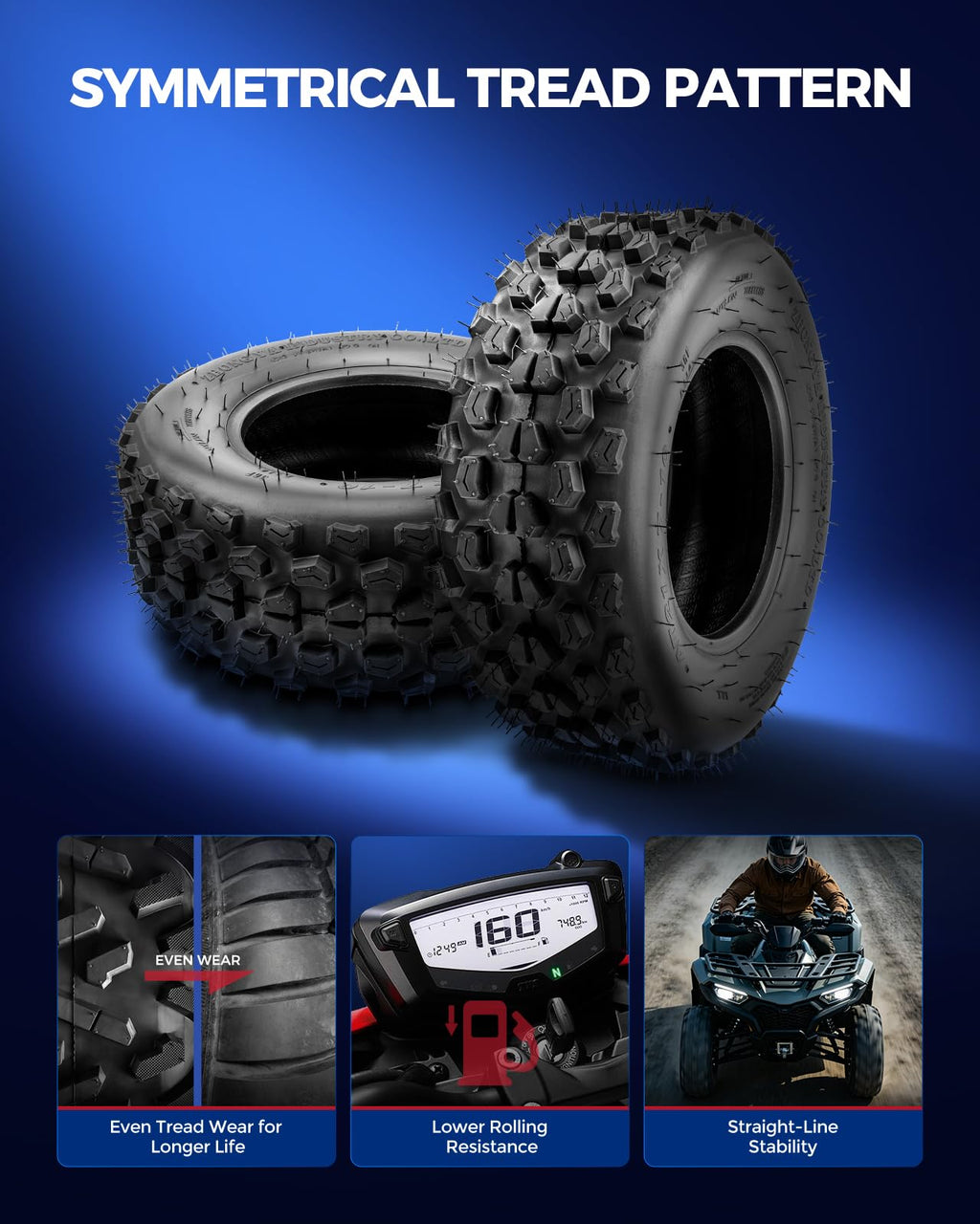 KAX Lawn Mower Golf Cart Turf Tires 23x10.5-12, ATV UTV Tire, 6PR, Set 1