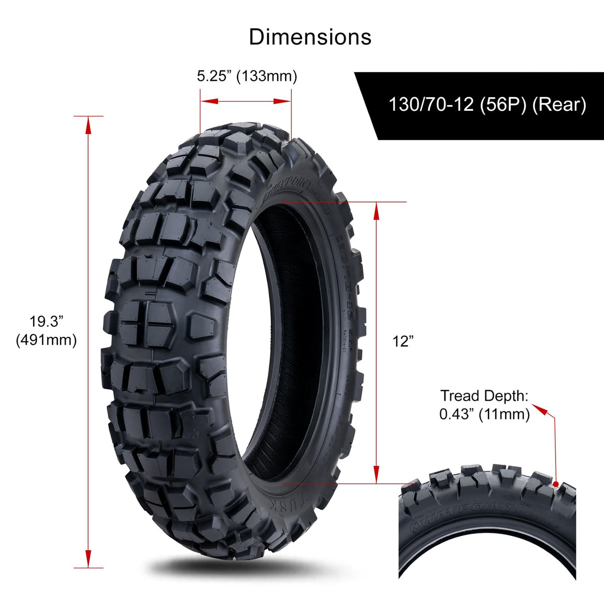 Tusk Waypoint Adventure Motorcycle Tire Set â 90/90-21 Front & 130/90-17 Rear (68R) Tube Type