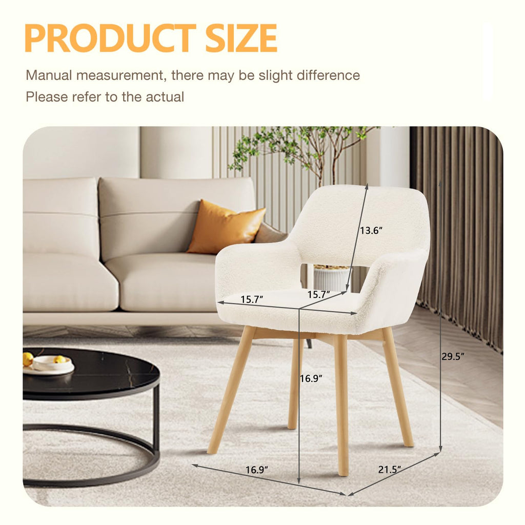 Mid Century Modern Dining Chairs Set of 2 & 4 & 6 Comfy Accent Chair Upholstered Kitchen Dining Living Room Chairs for Bedrooms Waiting Room Home Arm Desk Chair No Wheels (Beige, 2)