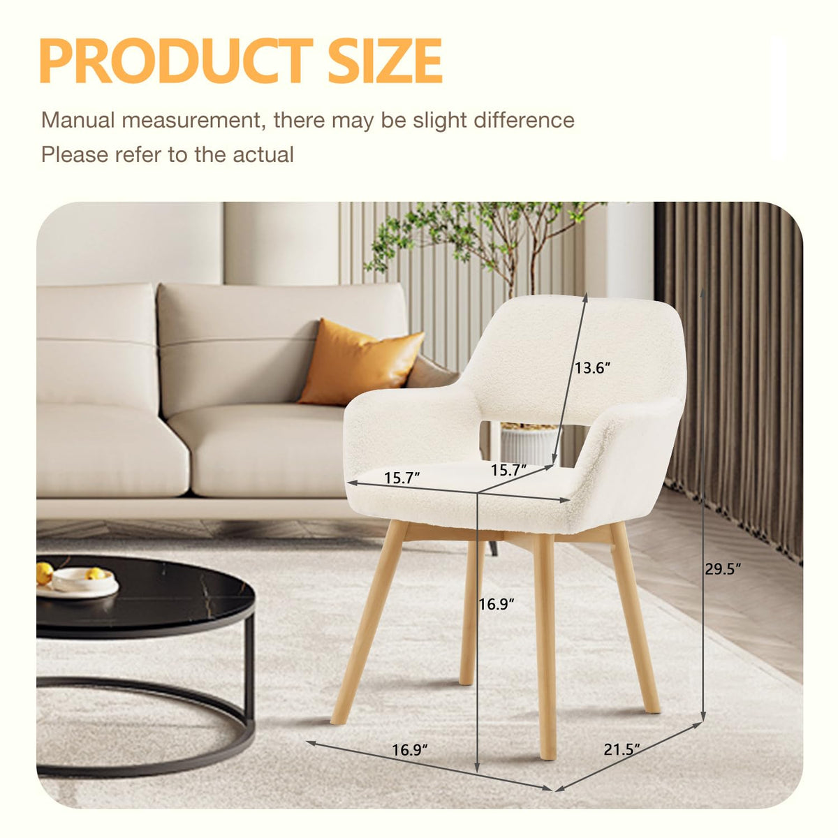 Mid Century Modern Dining Chairs Set of 2 & 4 & 6 Comfy Accent Chair Upholstered Kitchen Dining Living Room Chairs for Bedrooms Waiting Room Home Arm Desk Chair No Wheels (Beige, 2)