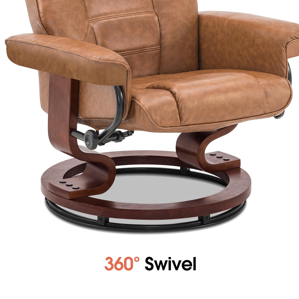 MCombo Manual Swivel Recliner with Ottoman, Faux Leather 9019