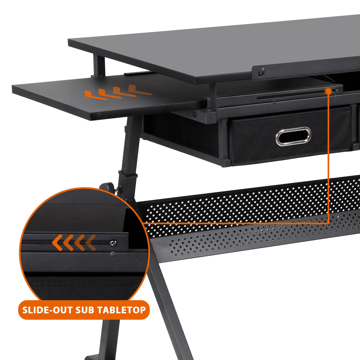 NOVA MICRODERMABRASION Adjustable Height Drafting Desk Drawing Table Tiltable Tabletop for Reading, Writing Art Craft w/Stool and Drawers
