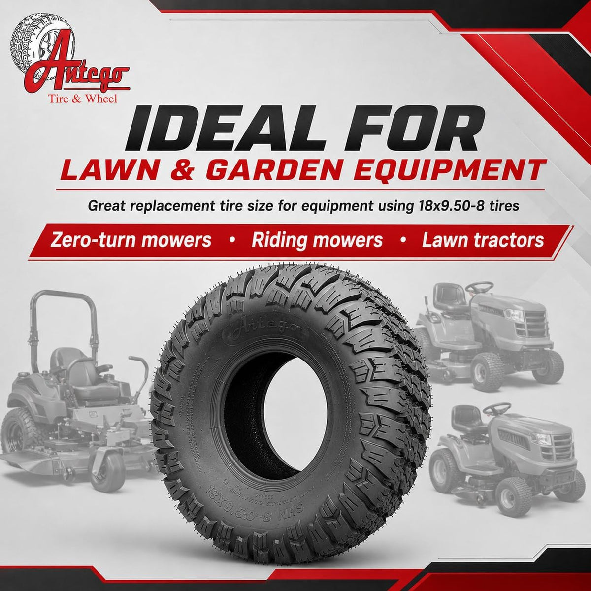 Antego 24x12.00-12 NHS ATW-071 Lawn Mower Turf Tire Only 4 Ply, Set of 2