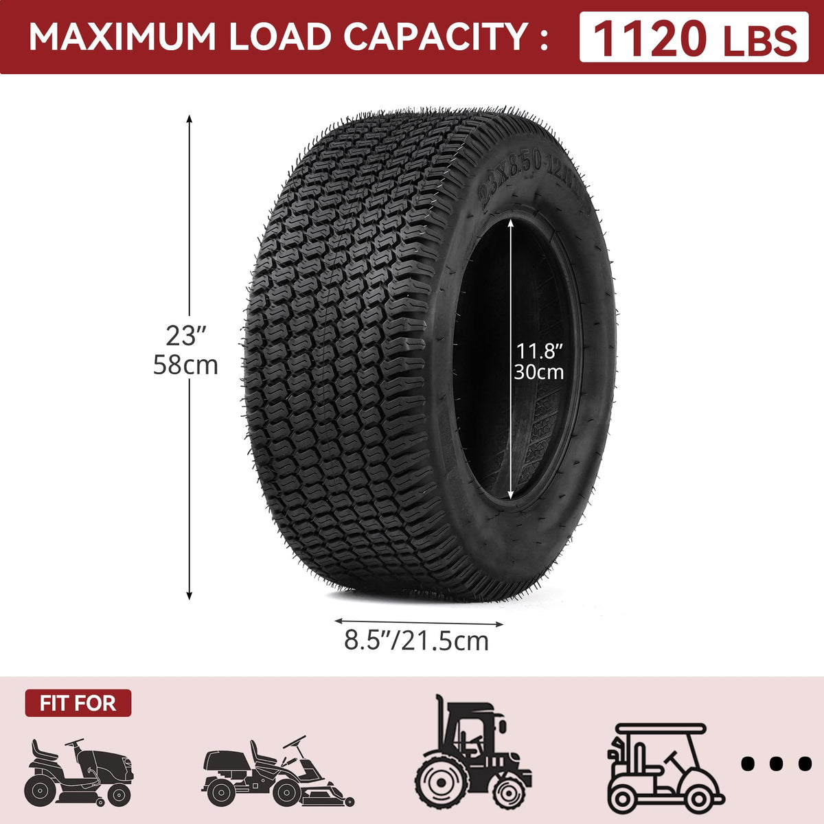 YITAMOTOR 20x10.00-8 Lawn Mower Tires, 4 Ply Tubeless Tractor Turf Tire