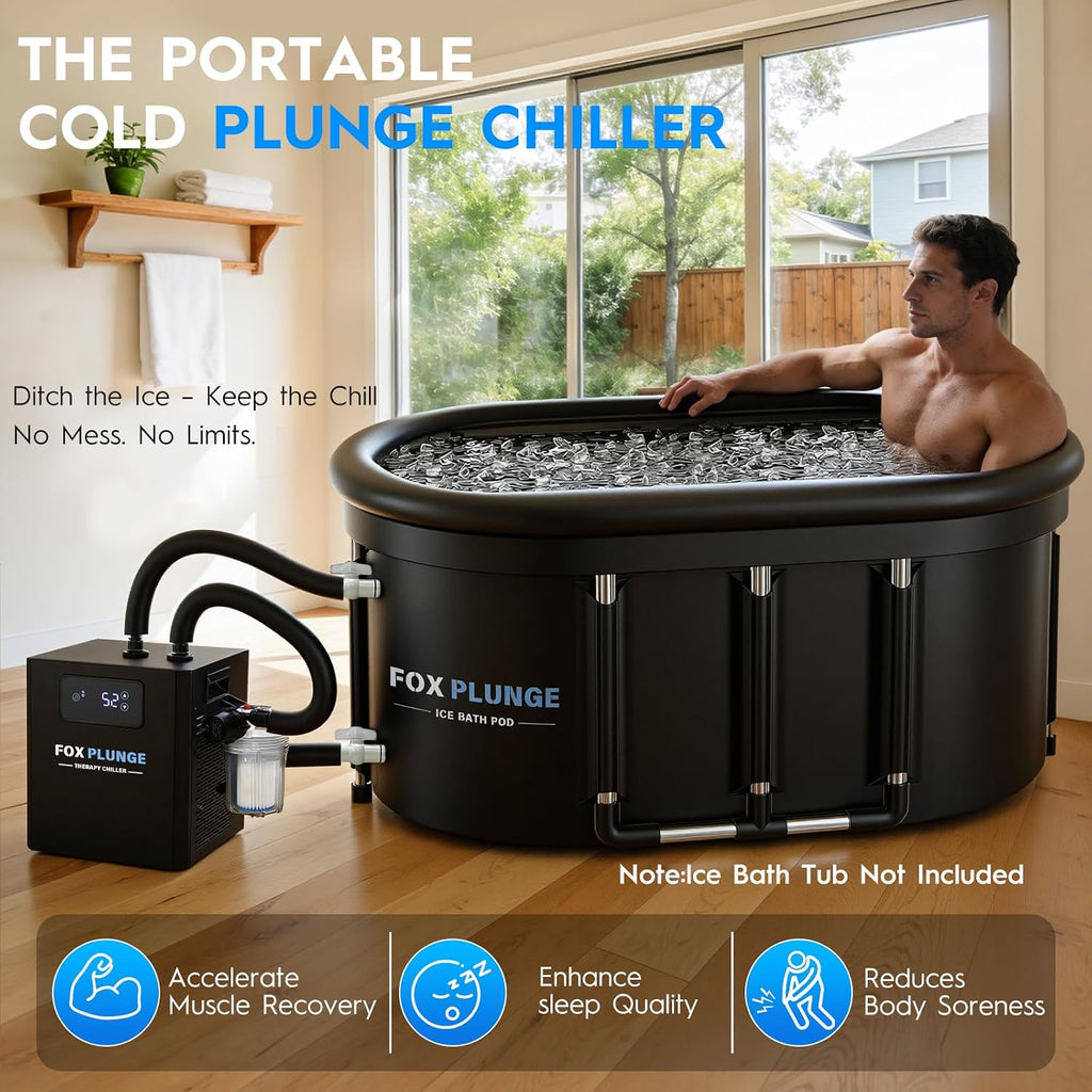 1/3 HP Cold Plunge Water Chiller with External Filter & Pump â Portable Ice Bath Cooling System for Home Muscle Recovery, LED Touchscreen & Insulated Hoses