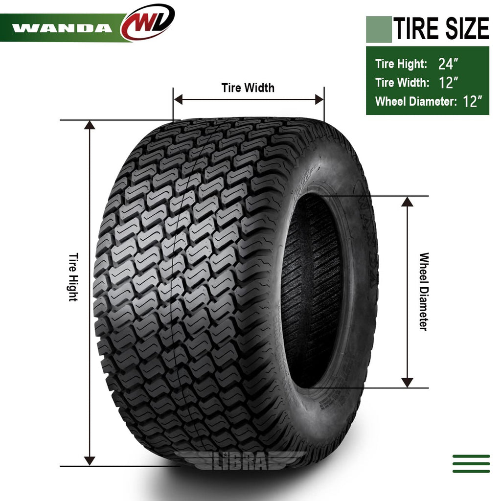 WANDA 4PC Lawn Mower Turf Tires 15x6-6 Front & 20x10-8 Rear 4PR-13016/13040