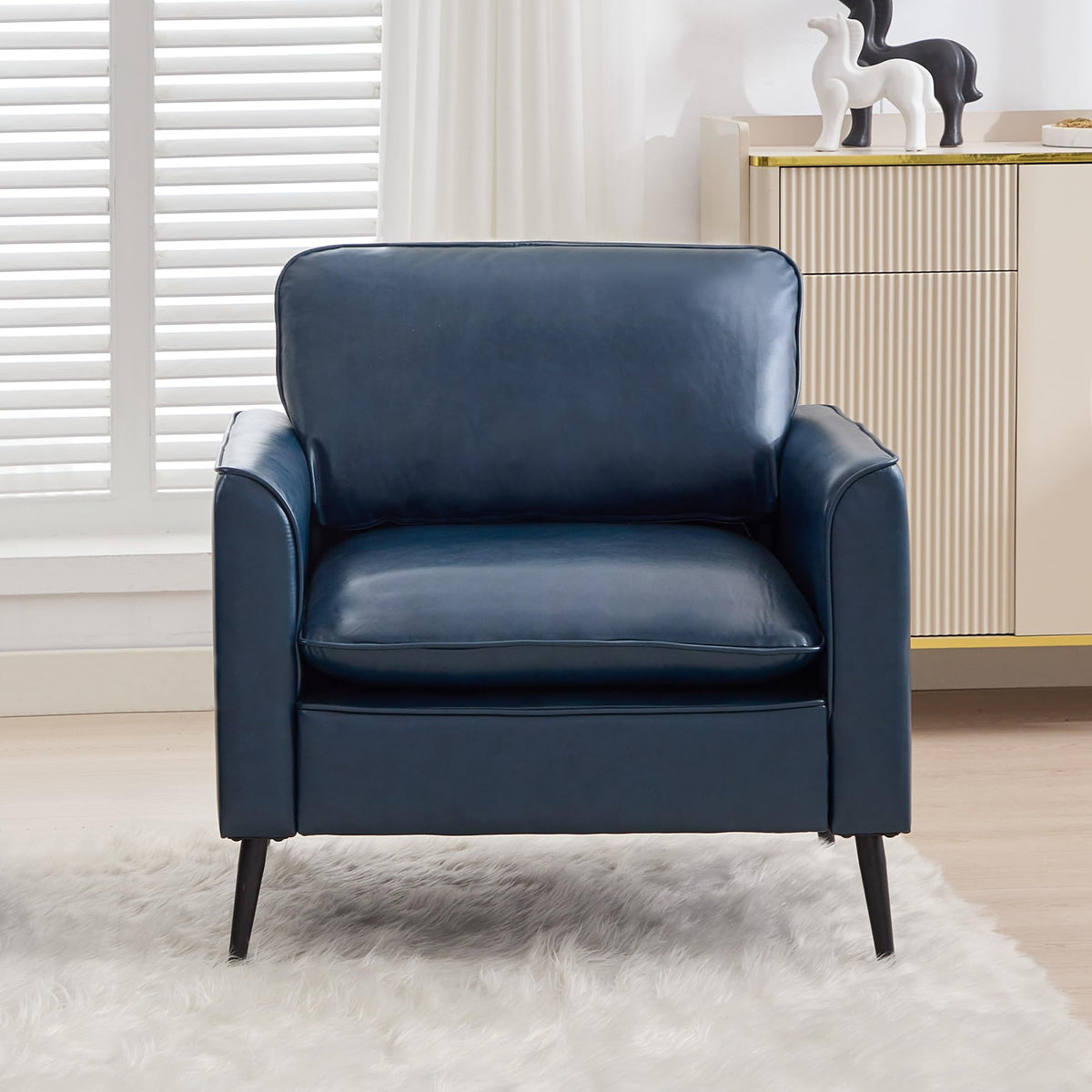 TYBOATLE Accent Chairs Set of 2, Faux Leather Arm Chairs (Grey, 2)