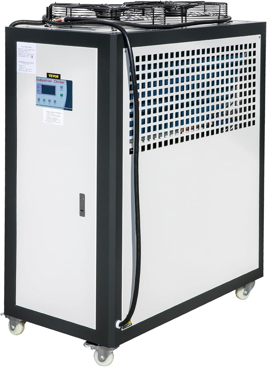 VEVOR Air Cooled Water Chiller, 5 Ton Portable, 5HP/3.75KW Compressor Motor, 53L Capacity Stainless Steel Water Tank, Finned Condenser with Micro-Computer Control, Industrial Chiller for Cooling Water