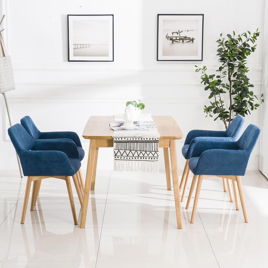 Mid Century Modern Dining Chairs Set of 2 & 4 & 6 Comfy Accent Chair Upholstered Kitchen Dining Living Room Chairs for Bedrooms Waiting Room Home Arm Desk Chair No Wheels (Beige, 2)