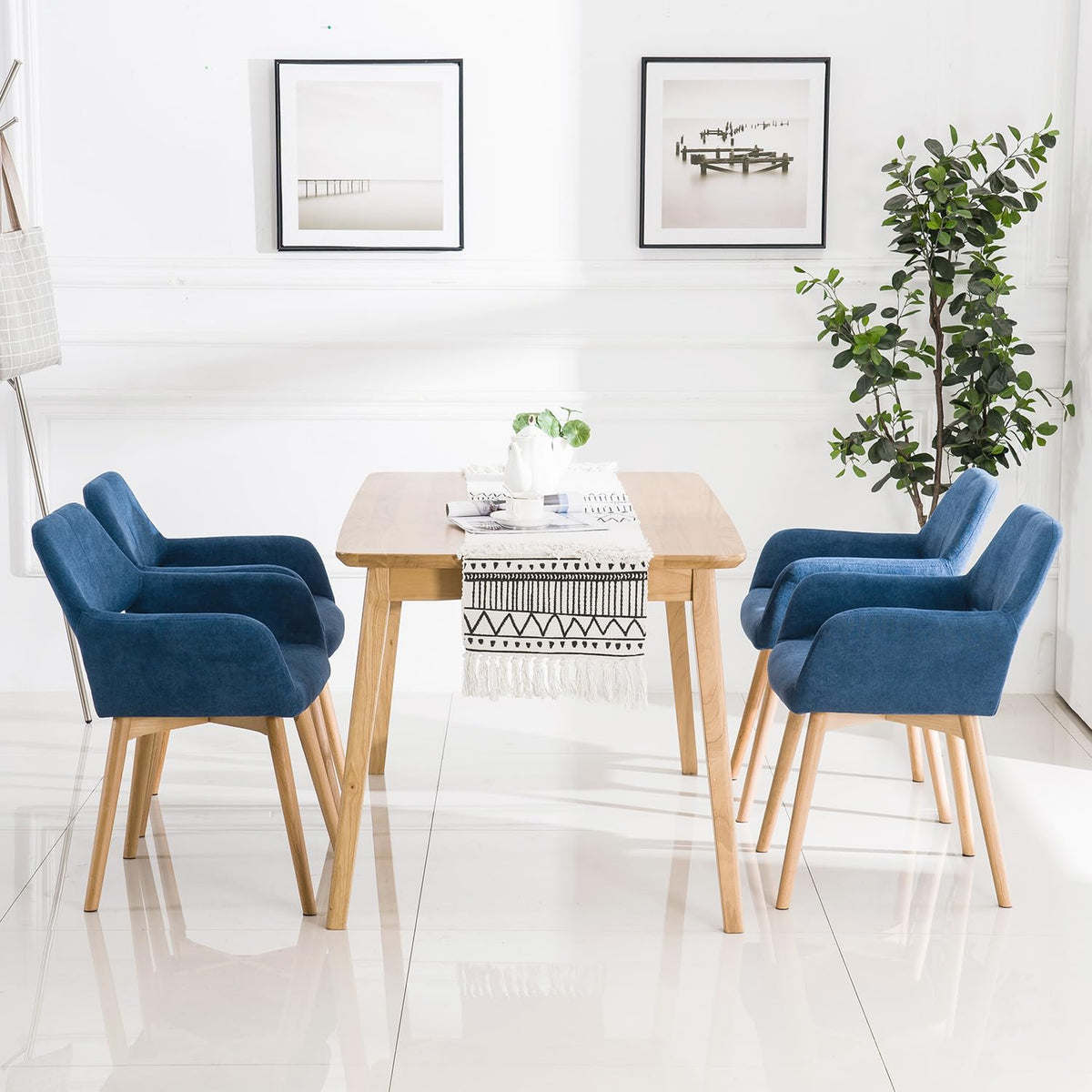 Mid Century Modern Dining Chairs Set of 2 & 4 & 6 Comfy Accent Chair Upholstered Kitchen Dining Living Room Chairs for Bedrooms Waiting Room Home Arm Desk Chair No Wheels (Beige, 2)