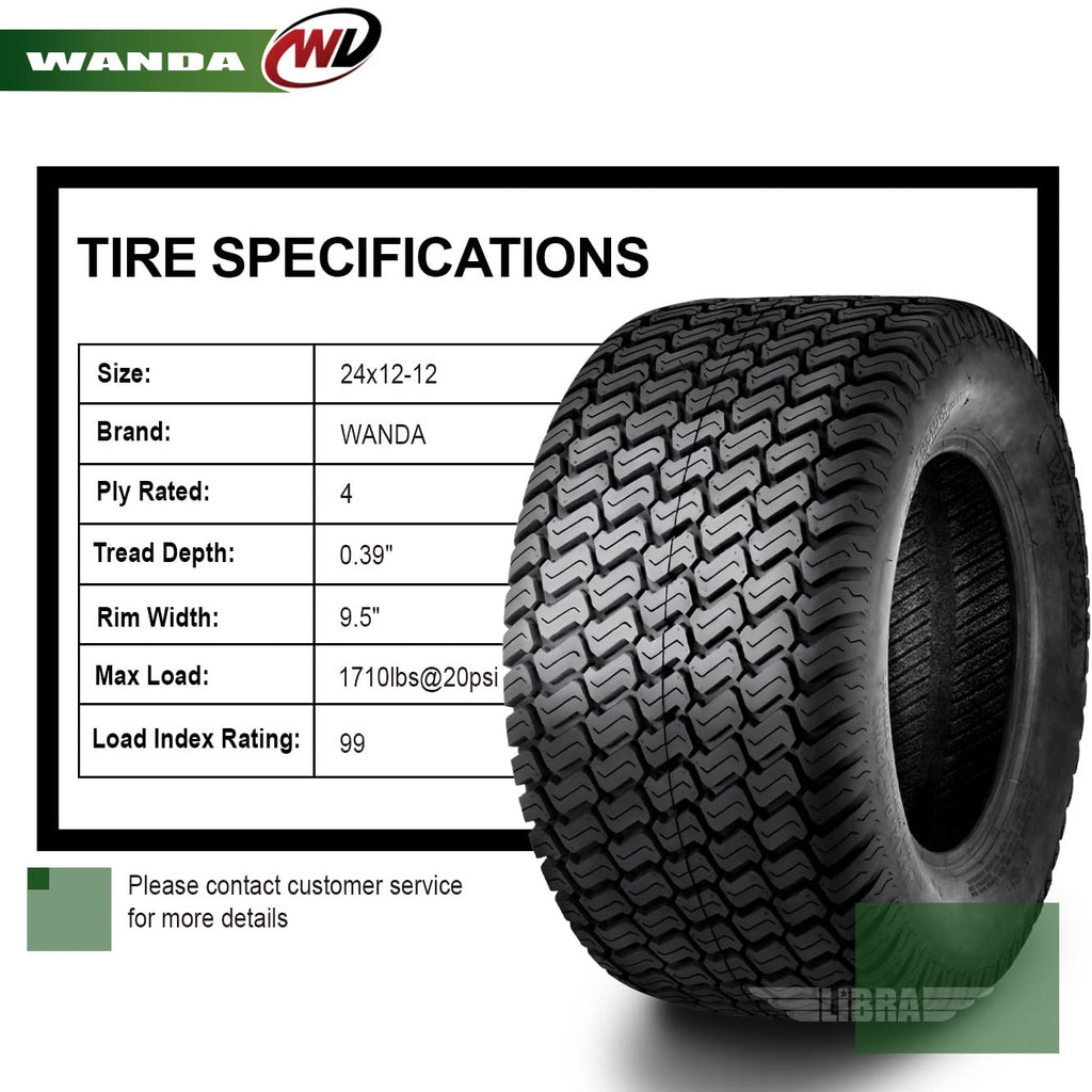 WANDA Set 2 23x10.5-12 Lawn Mower Cart Turf Tires P332 /4 ply - 13049