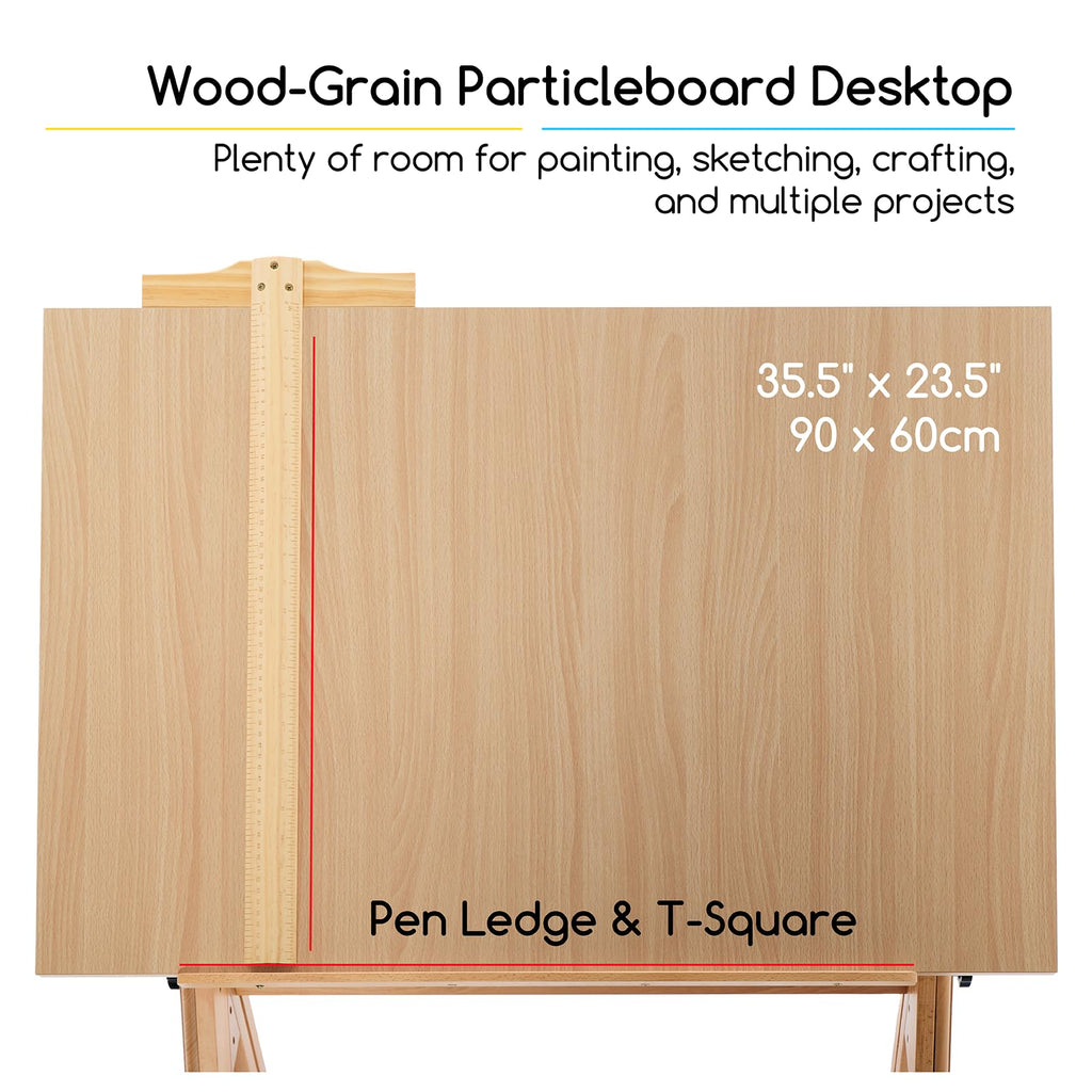 MEEDEN Wood Drafting Table & Stool: 35.5" x 23.5" Art Desk and Stool Set