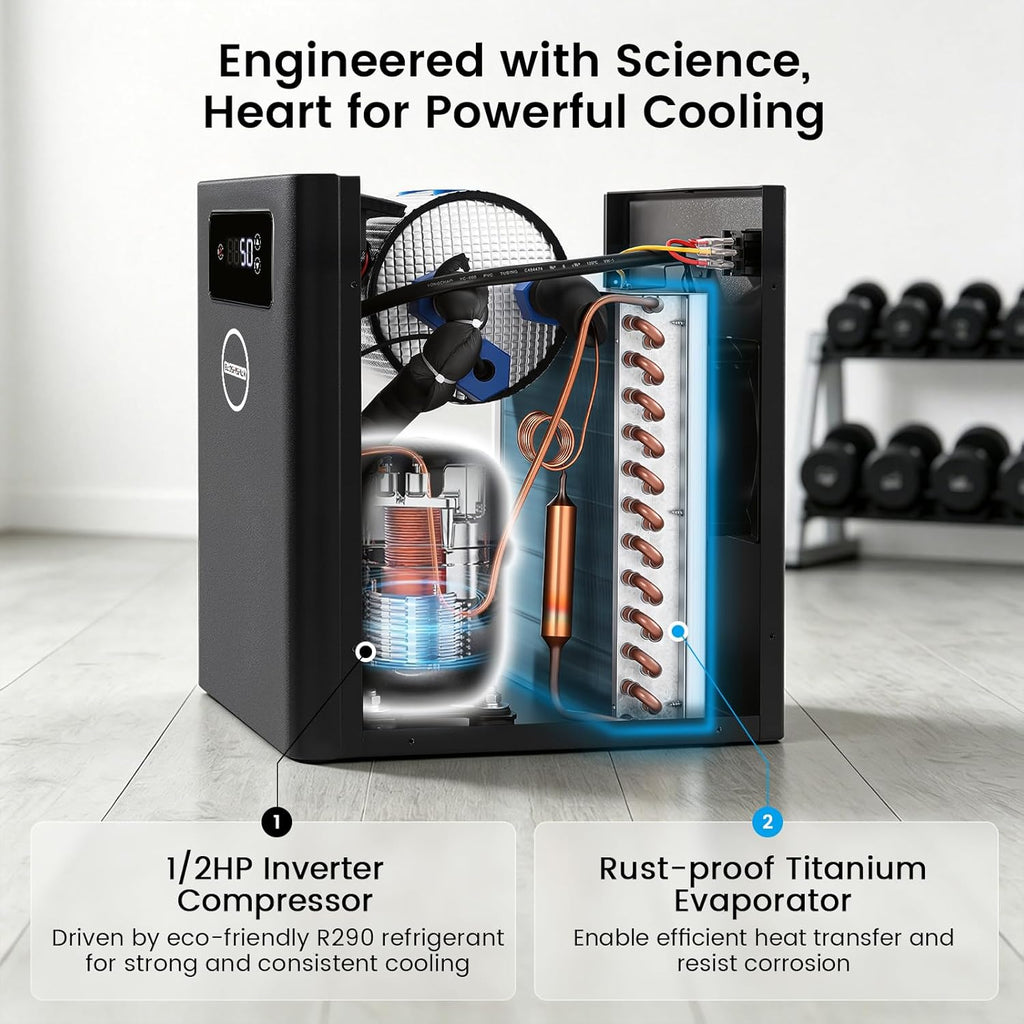 BAOSHISHAN 1/2 HP Cold Plunge Chiller with Pump & Filter for Ice Bath Tubs
