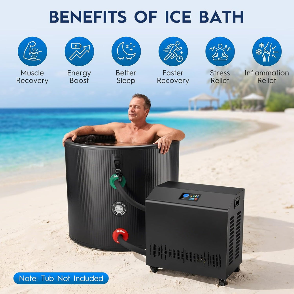 WiFi Smart 1HP Cold Plunge Water Chiller with Double Filter System