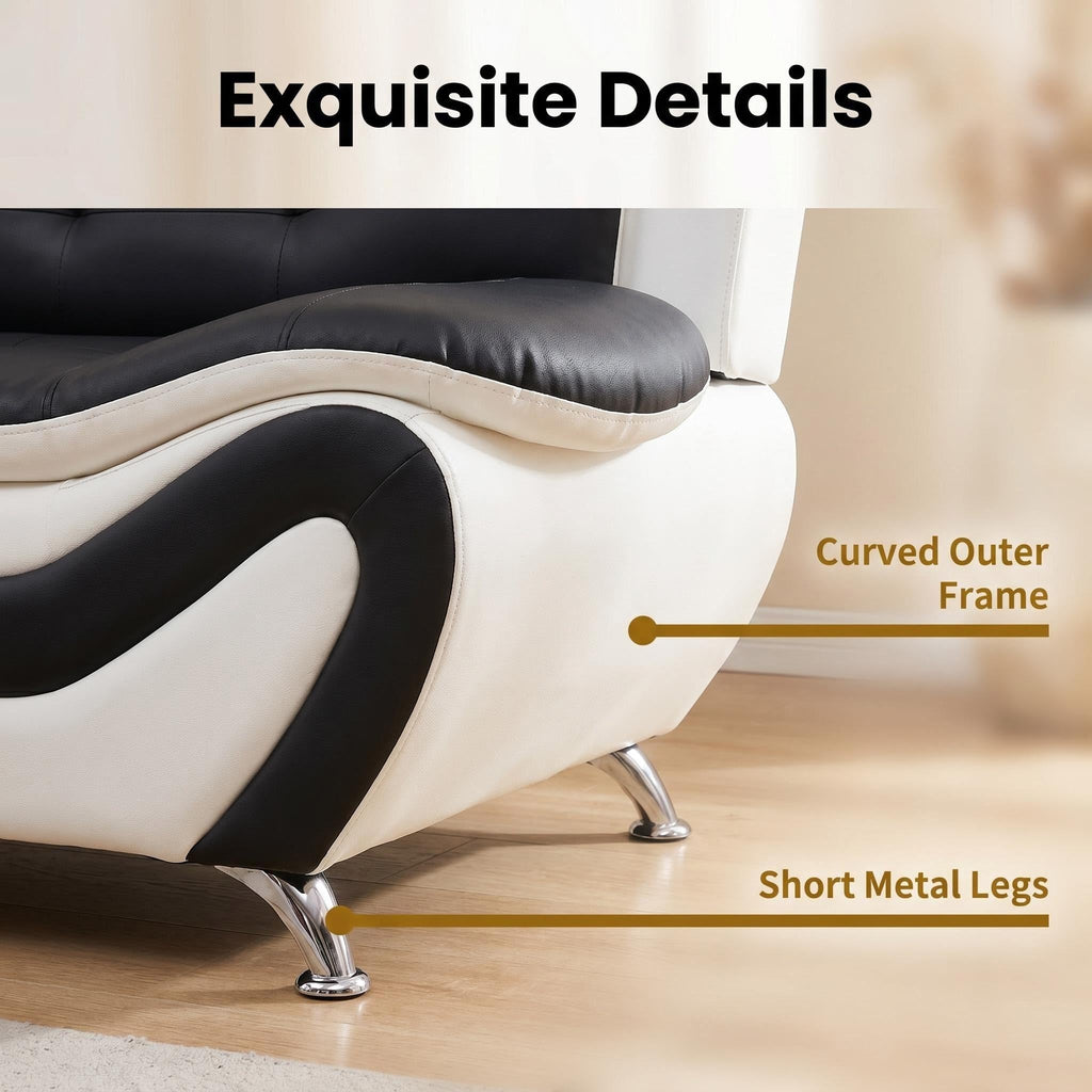 Modern Faux Leather Sofa Set â 3-Piece Living Room Couch with Chrome Legs & Padded Armrests â Includes 1-Seater, 2-Seater & 3-Seater â Contemporary Lounge Furniture for Home & Office (Brown)