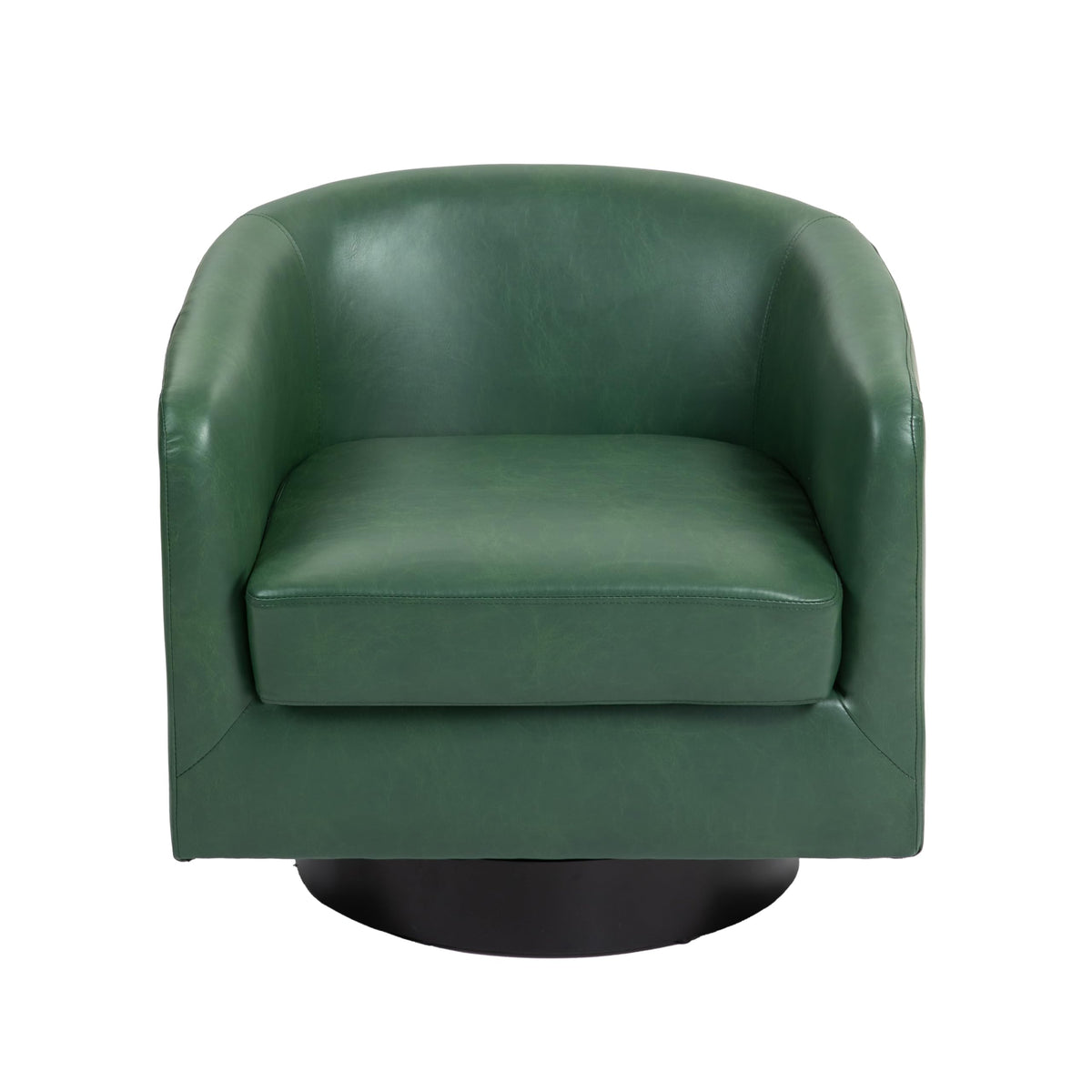 Faux Leather Swivel Accent Chairs Set of 2, Barrel Armchair, Brown