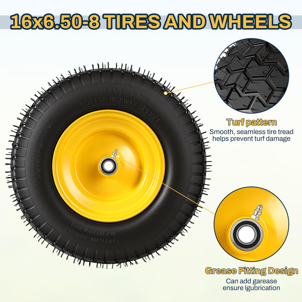 15x6.00-6 Flat Free Lawn Mower Tire and Wheel, 15x6-6 Front Tire Assembly