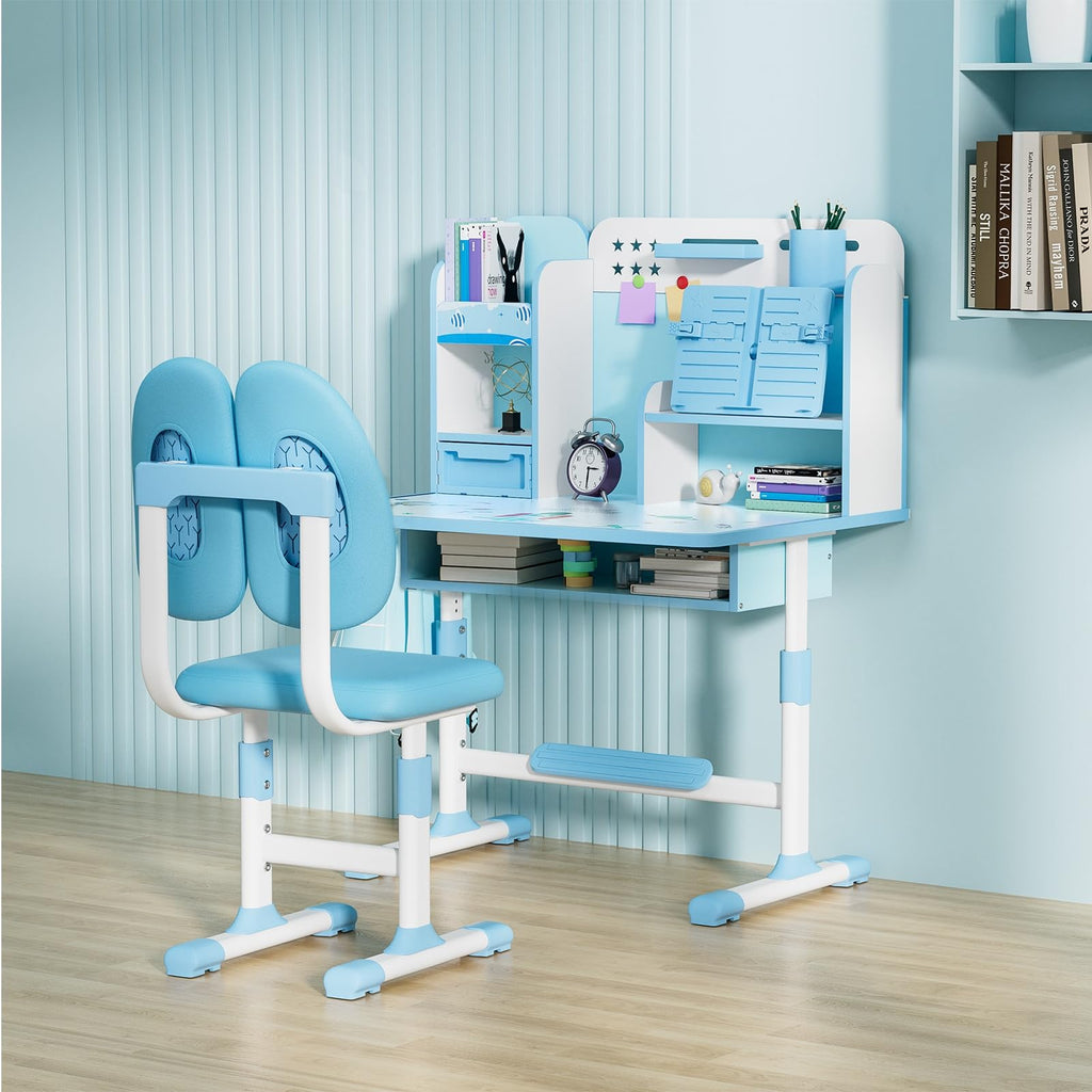 Kids Study Desk and Chair Set for 3-18 Years, Adjustable Height