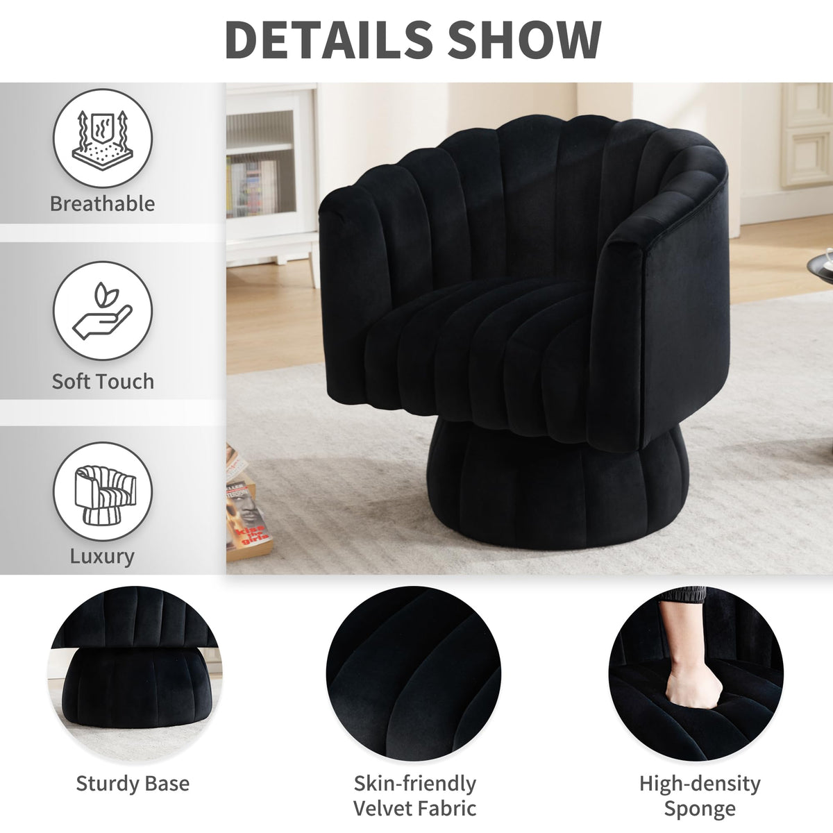 Swivel Accent Barrel Chair Set of 2, Cute Comfy Small Round 360Â° Arm Chair, Velvet Sofa Club Reading Chair for Living Room Bedroom Office Purple