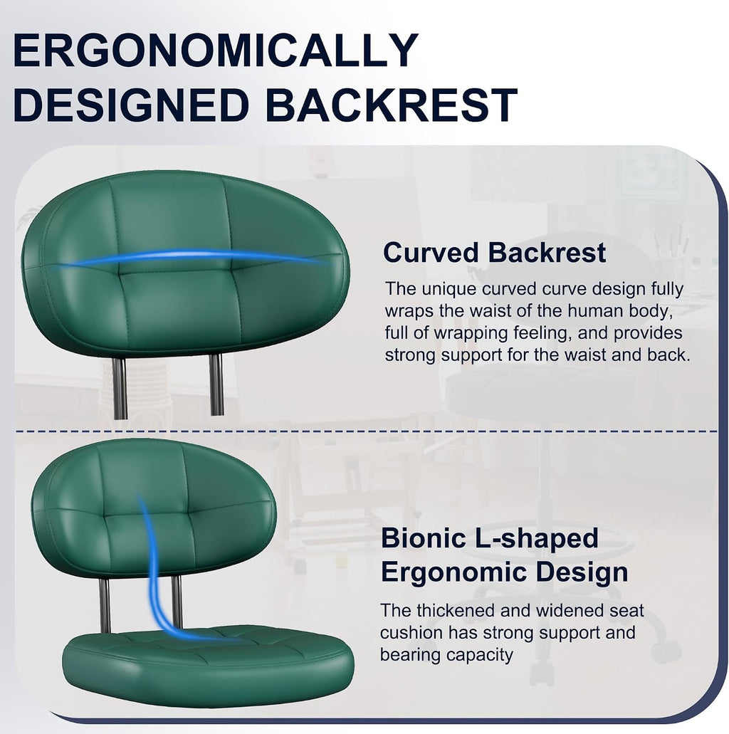 Misolant Drafting Chair, Armless Tall Office Chair with Footrest Ring for Standing Desk, Small Faux Leather Executive Computer Chair with Adjustable Height for Bar Lab Counter Height Desk, Green