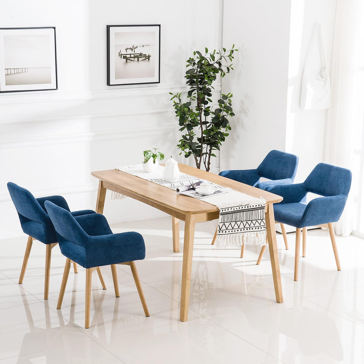 Mid Century Modern Dining Chairs Set of 2 & 4 & 6 Comfy Accent Chair Upholstered Kitchen Dining Living Room Chairs for Bedrooms Waiting Room Home Arm Desk Chair No Wheels (Beige, 2)