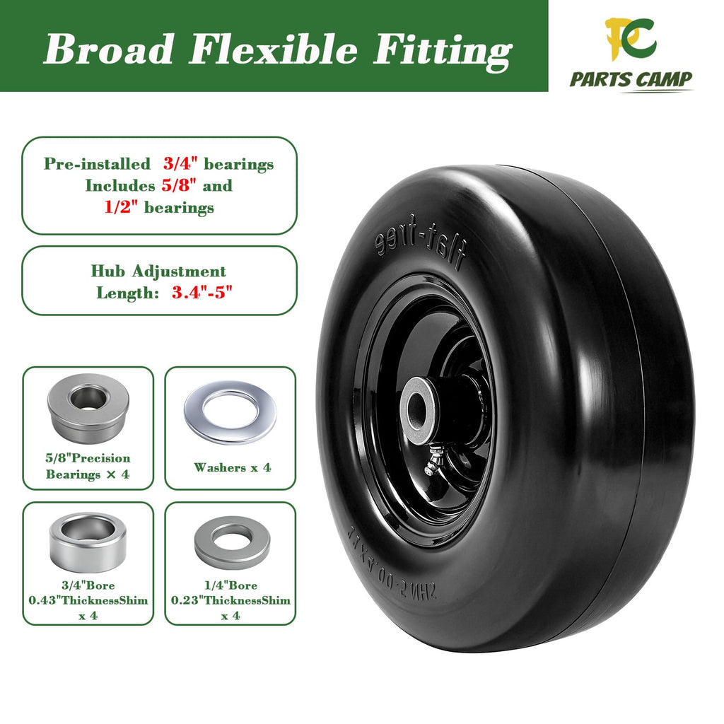 Parts Camp (2 Pack) 13x6.50-6 Lawn Mower Tires Flat Free Solid Tire