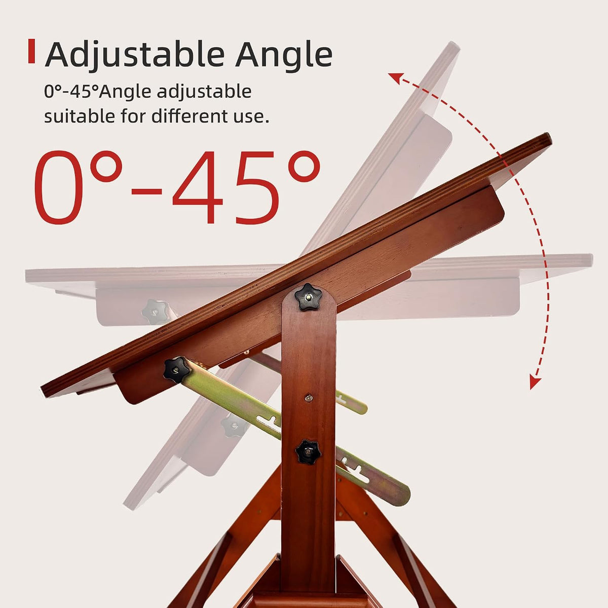 Walnut Solid Wood Adjustable Drafting Table, Art Drawing Desk