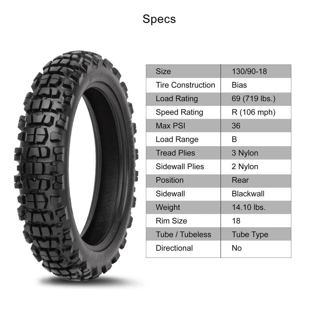 Tusk Waypoint Adventure Motorcycle Tire Set â 90/90-21 Front & 130/90-17 Rear (68R) Tube Type