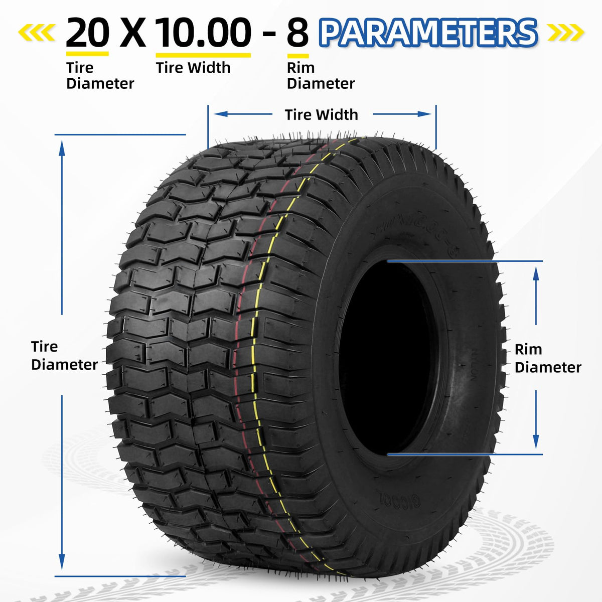 GICOOL 18x9.50-8 Tubeless Lawn Mower Tire for Riding Mower Tractor, 4 Ply