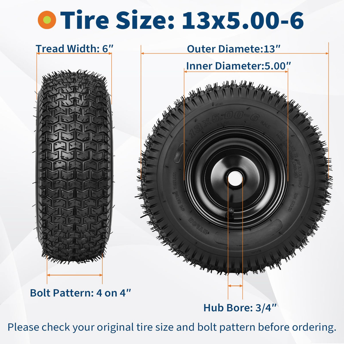 PioneerWorks 2Packs 20x10-8 Lawn Mower Tires and rim