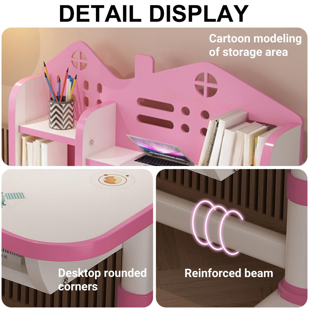 Kids Study Desk and Chair Set for 3-18 Years, Adjustable Height