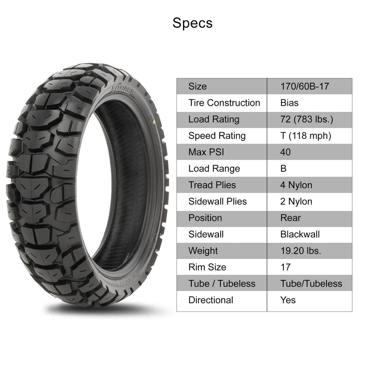 Tusk 2Track Adventure Motorcycle Tire Set â 90/90-21 Front & 130/80-17 Rear â Dual-Sport Off-Road Tires