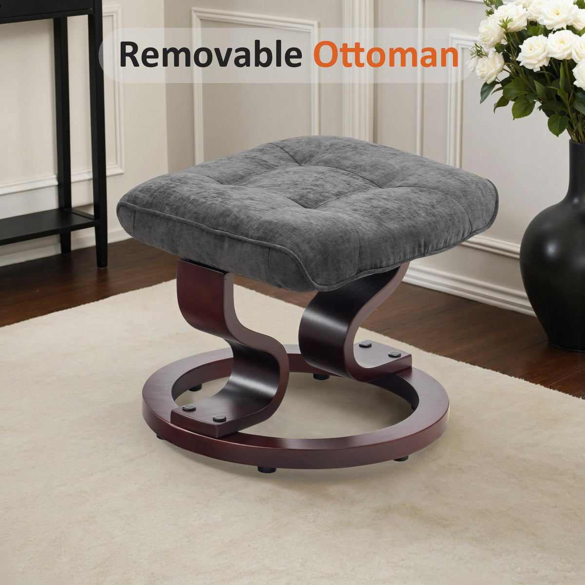 MCombo Manual Swivel Recliner with Ottoman, Faux Leather 9019