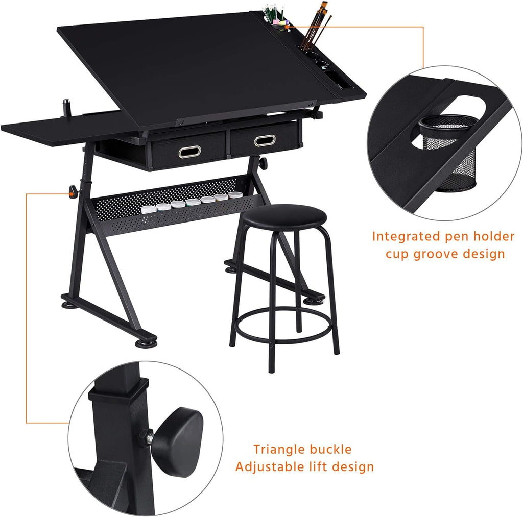 Yaheetech Art Craft Table Drawing Table Height Adjustable Drafting Desk