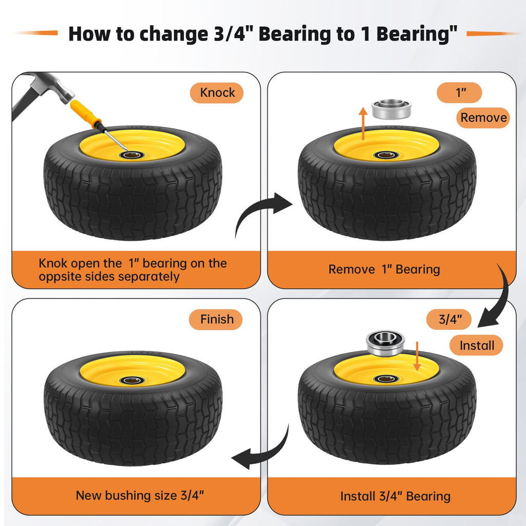 2-Pack 20x10.00-8 Tubeless Lawn Mower Rear Tire and Wheel Assembly, 4-Ply.