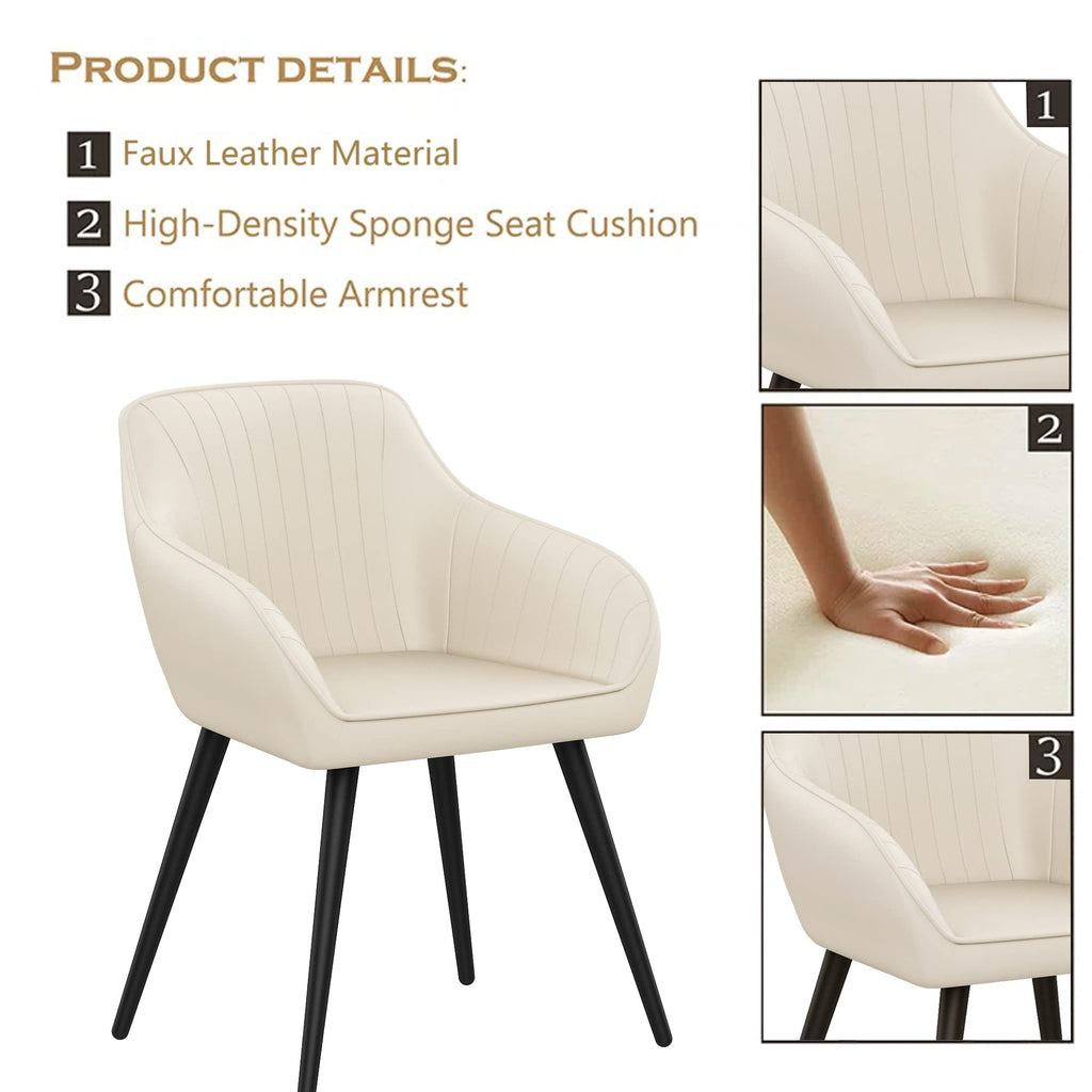 annjoe Faux Leather Accent Arm Chairs for Living Room Leisures/ Upholstered Chair with Metal Legs Set of 2 for Home Kitchen Office Bistro Cafe, Brown