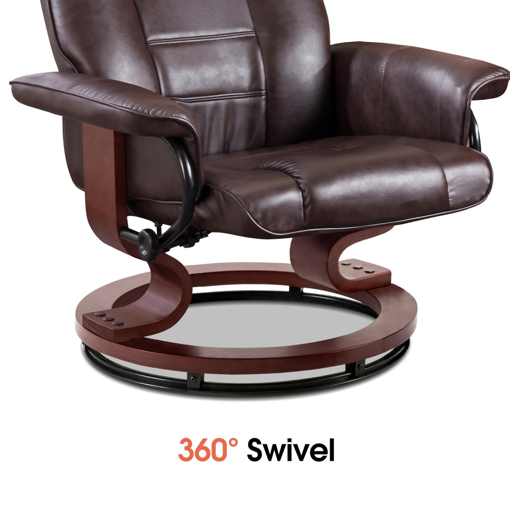 MCombo Manual Swivel Recliner with Ottoman, Faux Leather 9019