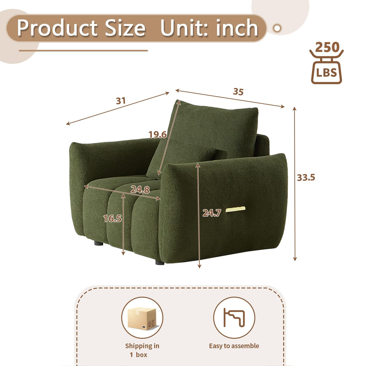Antetek Teddy Fabric Sofa Set for Living Room, 2 Pieces Modern Deep Seat Oversized 3-Seater Cloud Boucle Couch for Bedroom, Office, Apartment, Furniture Set, 78-inch, Black (2 Pieces)