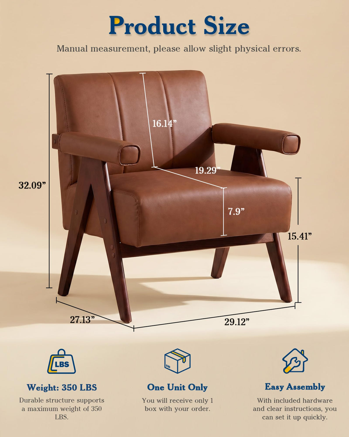 Mid Century Modern Black Faux Leather Accent Chair Set 2 Solid Wood Frame