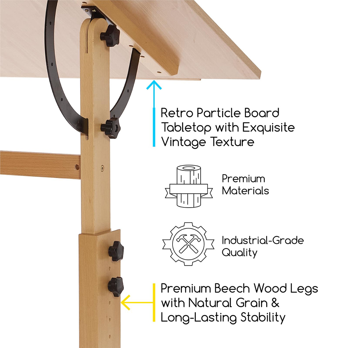 MEEDEN Extra-Large Wood Drafting Table: 42" x 30" Artist Drawing Table Desk