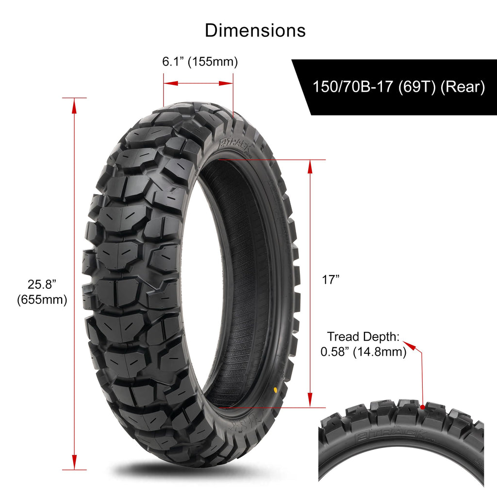 Tusk 2Track Adventure Motorcycle Tire Set â 90/90-21 Front & 130/80-17 Rear â Dual-Sport Off-Road Tires